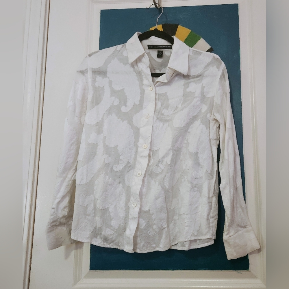 Ellen Tracy button down white blouse size 10